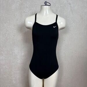 VTG Nike Women's Black One Piece Swimsuit Athletic Performance Racerback Size 4
